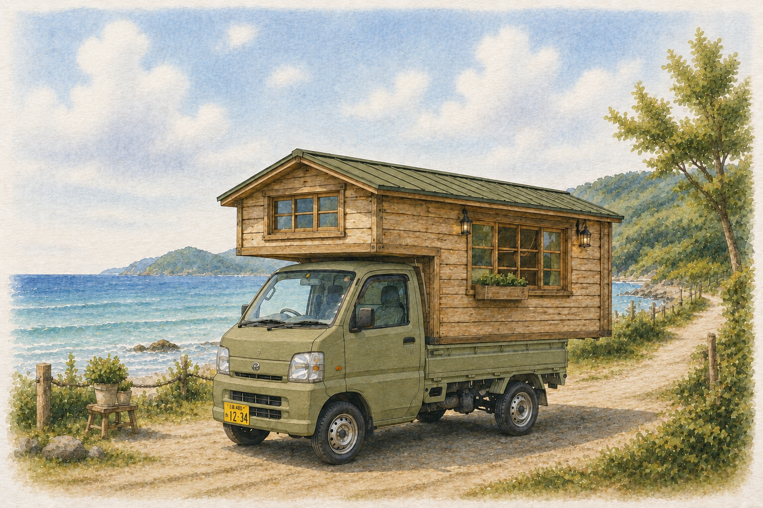 スバル 軽トラック＋シェル オリーブカーキ